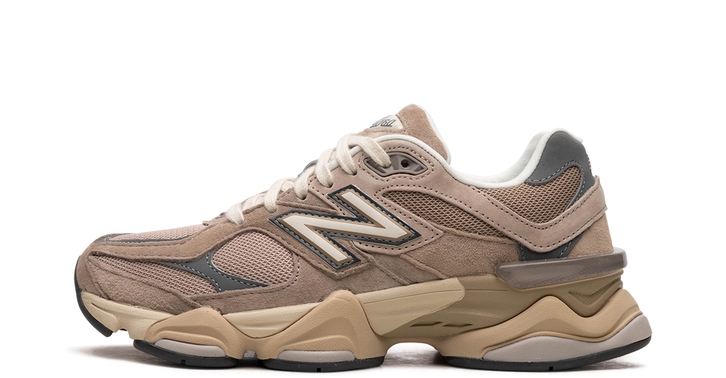 New Balance 9060 Driftwood Castlerock – oldalnézet, bar­nás-szürke felsőrész és chunky talp