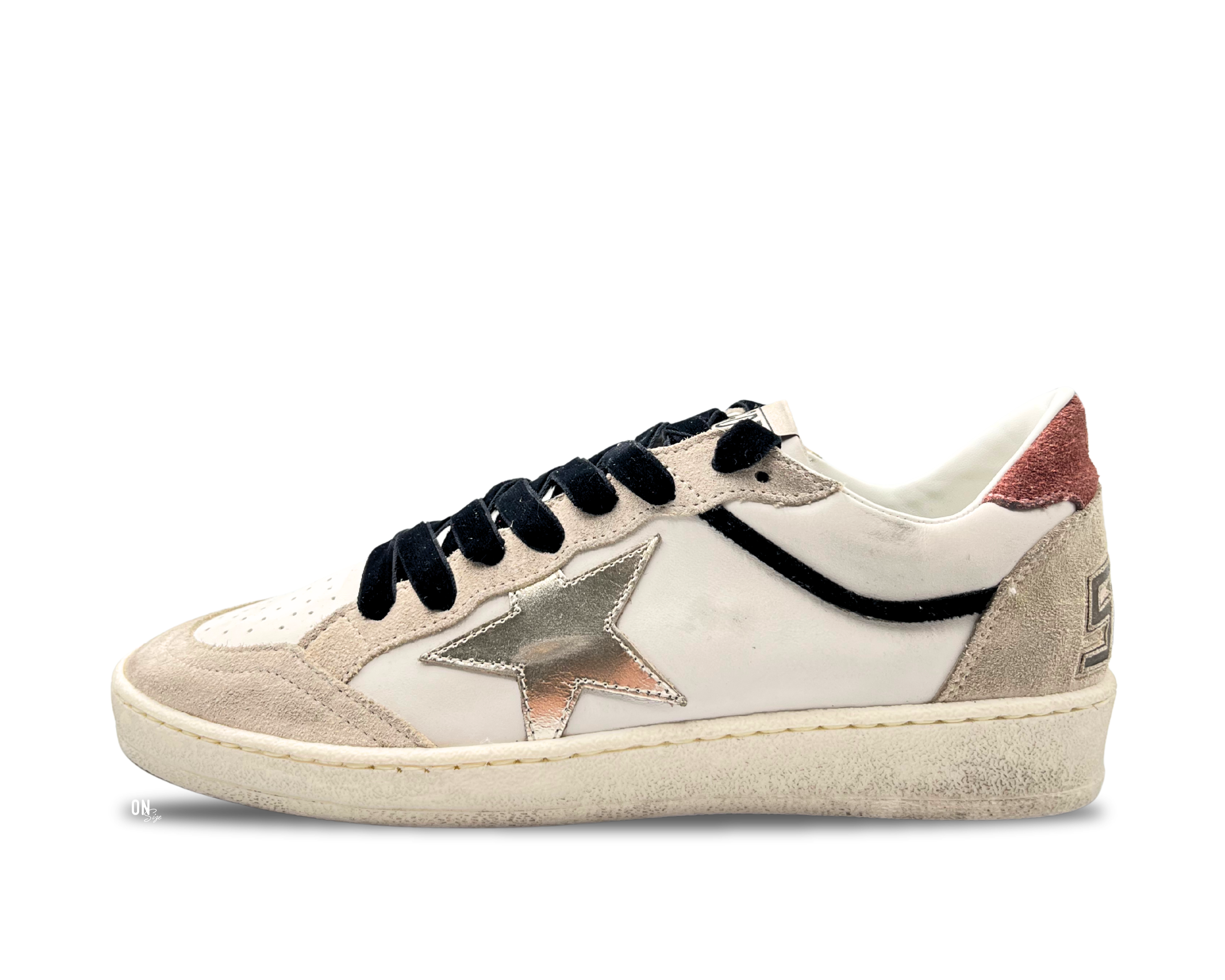 Golden Goose Ball Star White Beige Red Silver Star