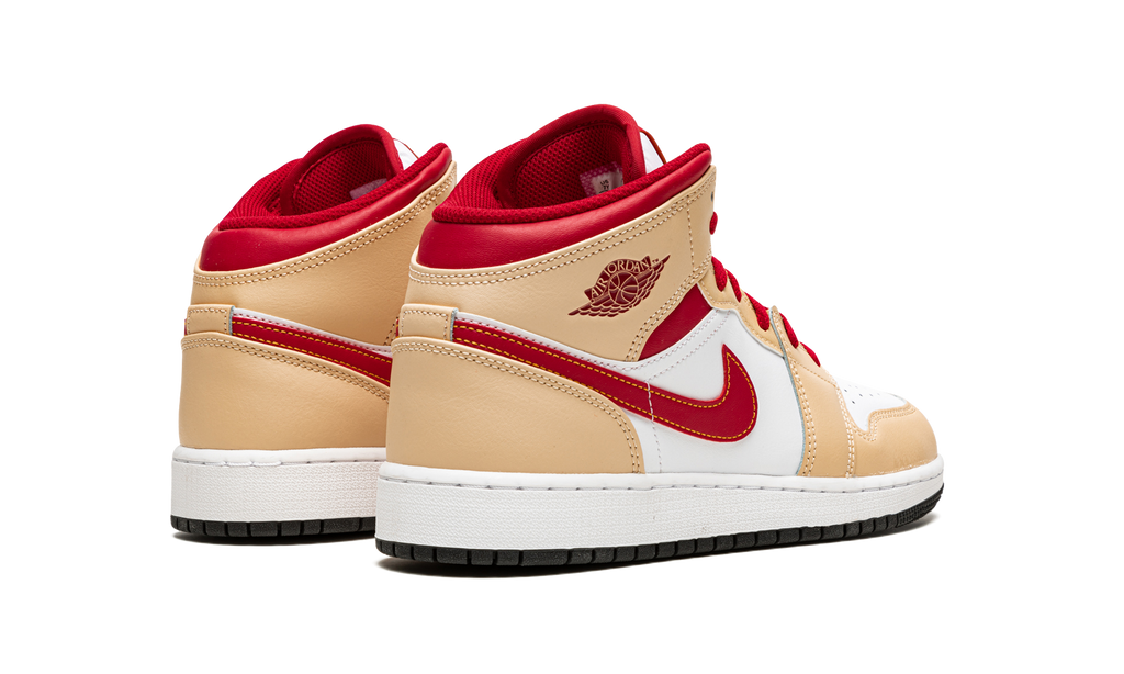 Jordan 1 Mid Light Curry Cardinal - OnSize