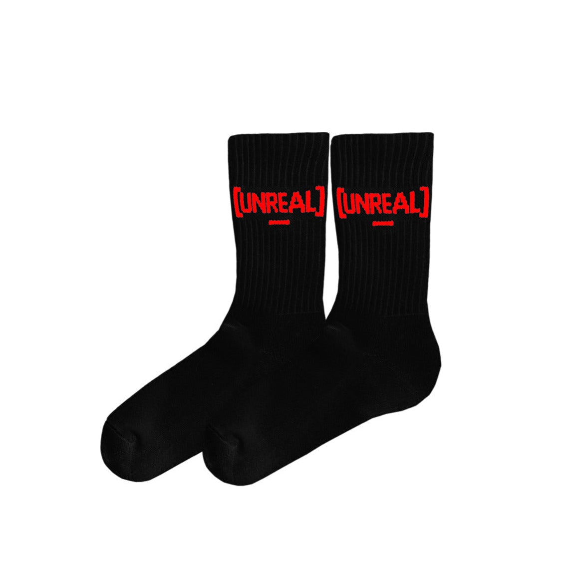 UNREAL - Black/Red Logo Socks - OnSize