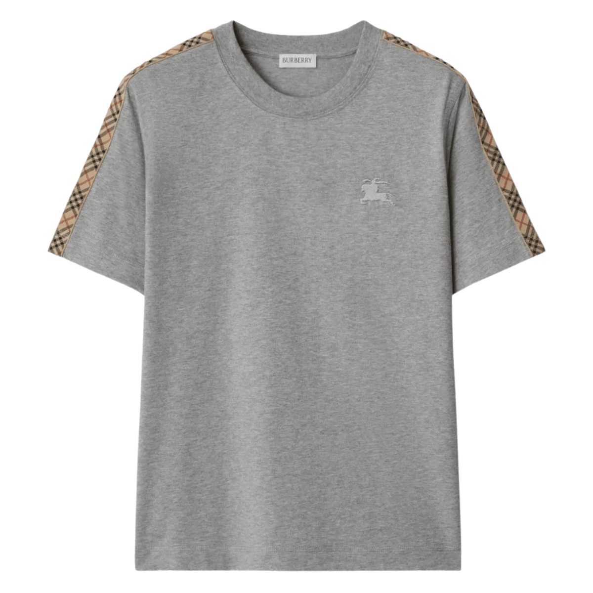 Burberry Check Trim Cotton T-shirt Gale Grey - OnSize