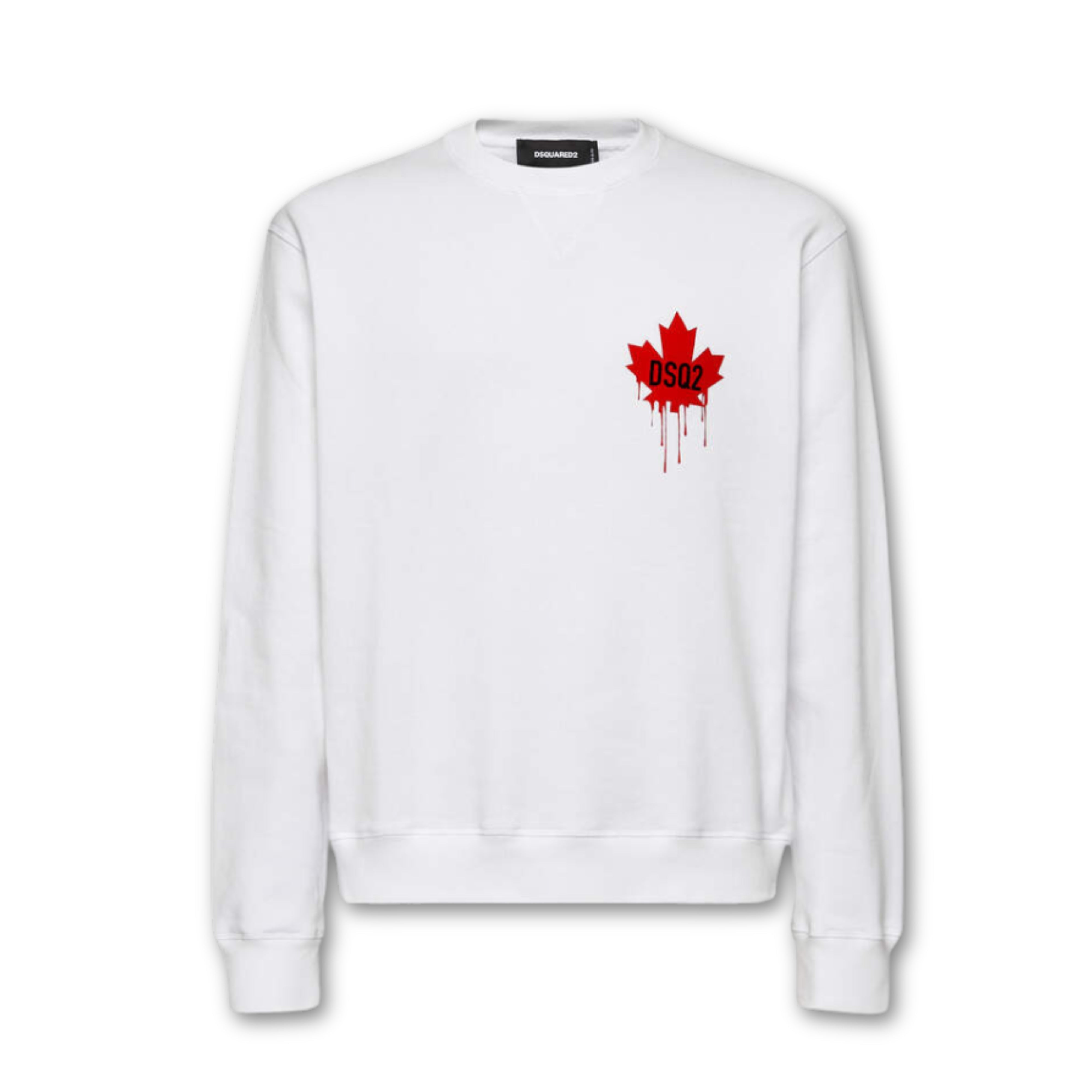 DSQUARED2 Red Maple Leaf Crewneck White - OnSize