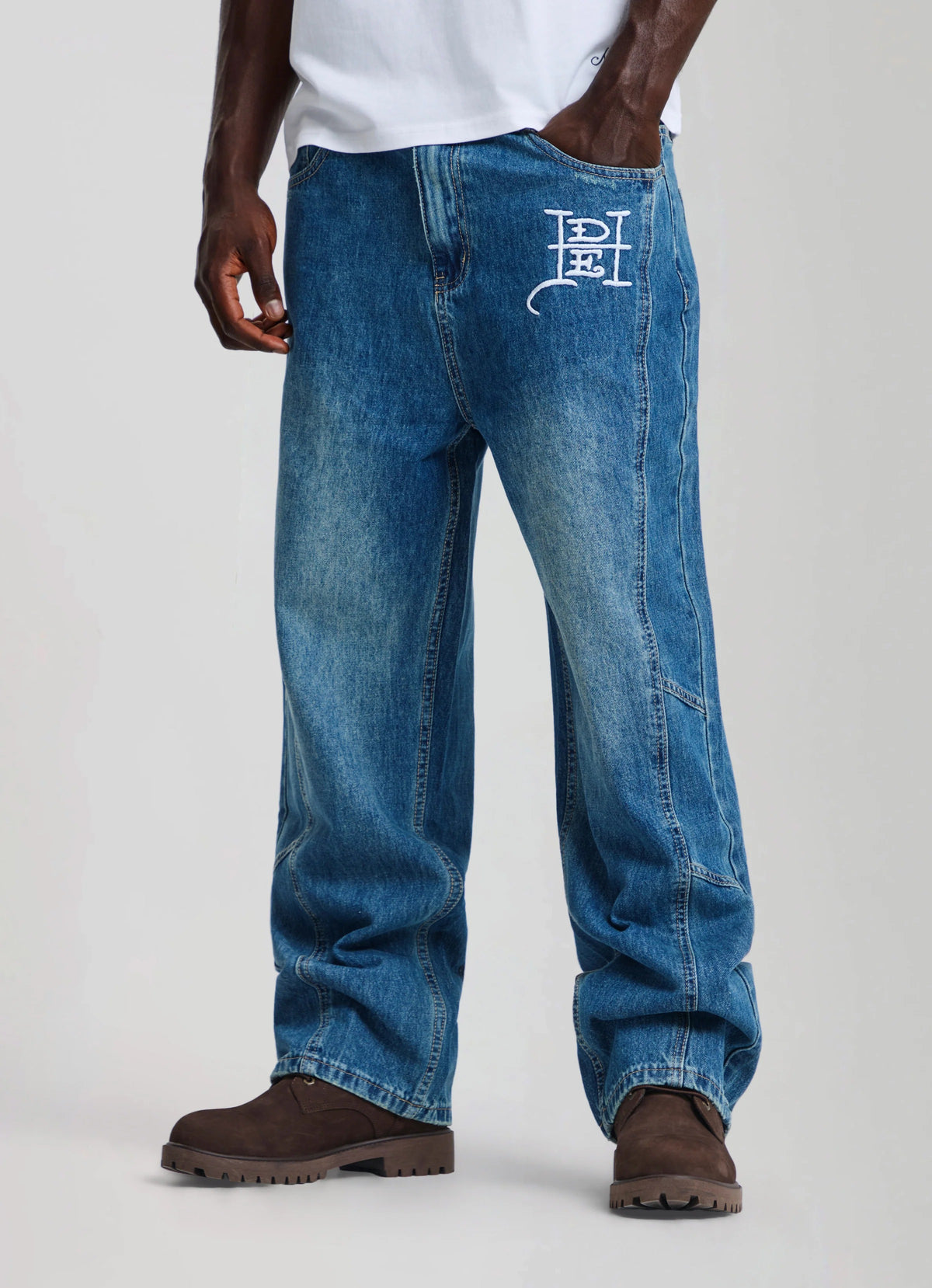 Ed Hardy Serpent Skull Graphic Relaxed Jeans Mid Blue