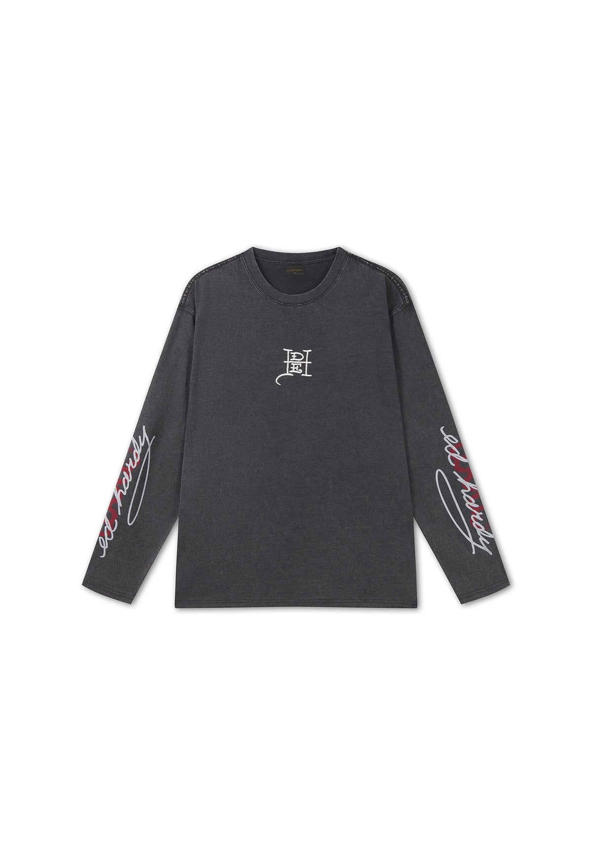 Ed Hardy Flying Twin Dragon Graphic Long Sleeve Relaxed T-Shirt Black