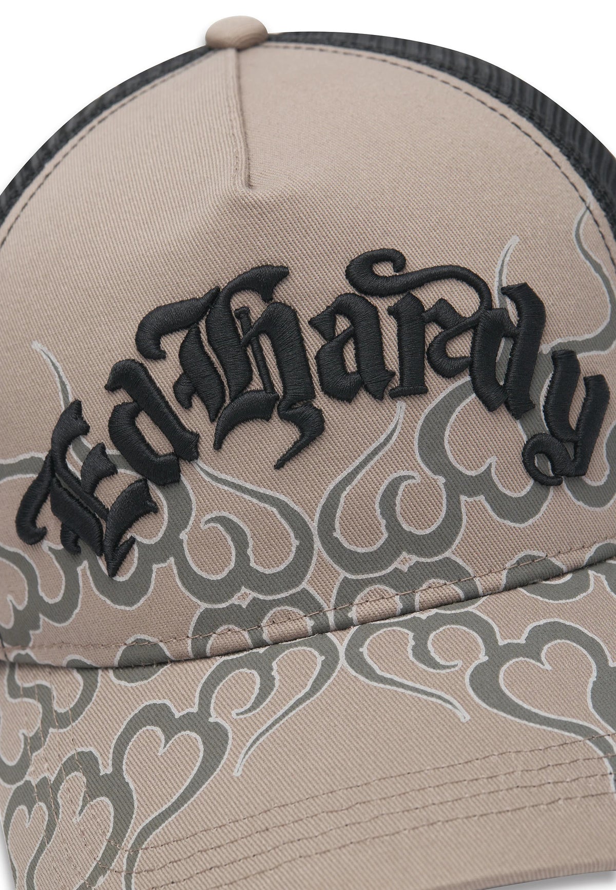 Ed Hardy Flaming Ed Hardy 5 Panel Grey Trucker Cap