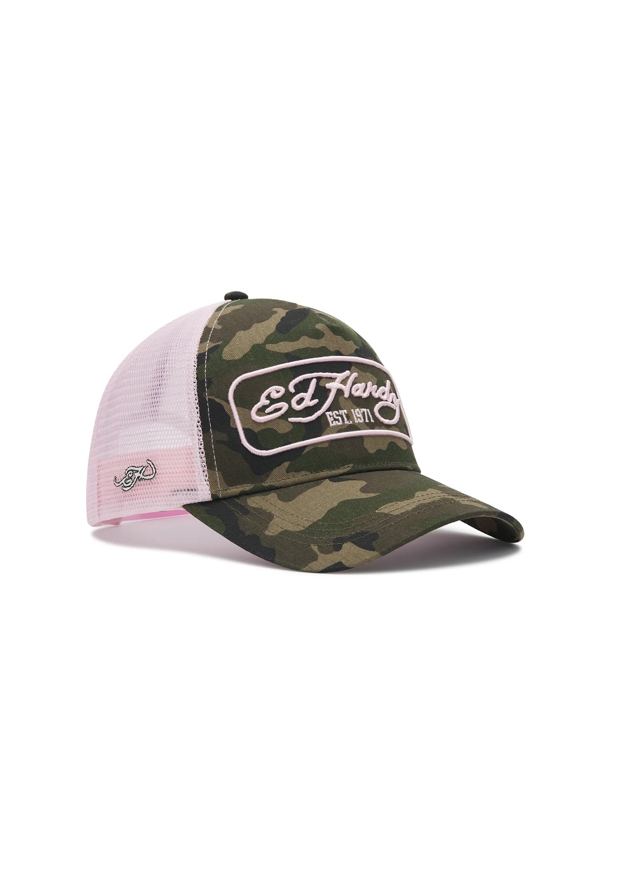Ed Hardy 1971 Camo 5 Panel Green Trucker Cap