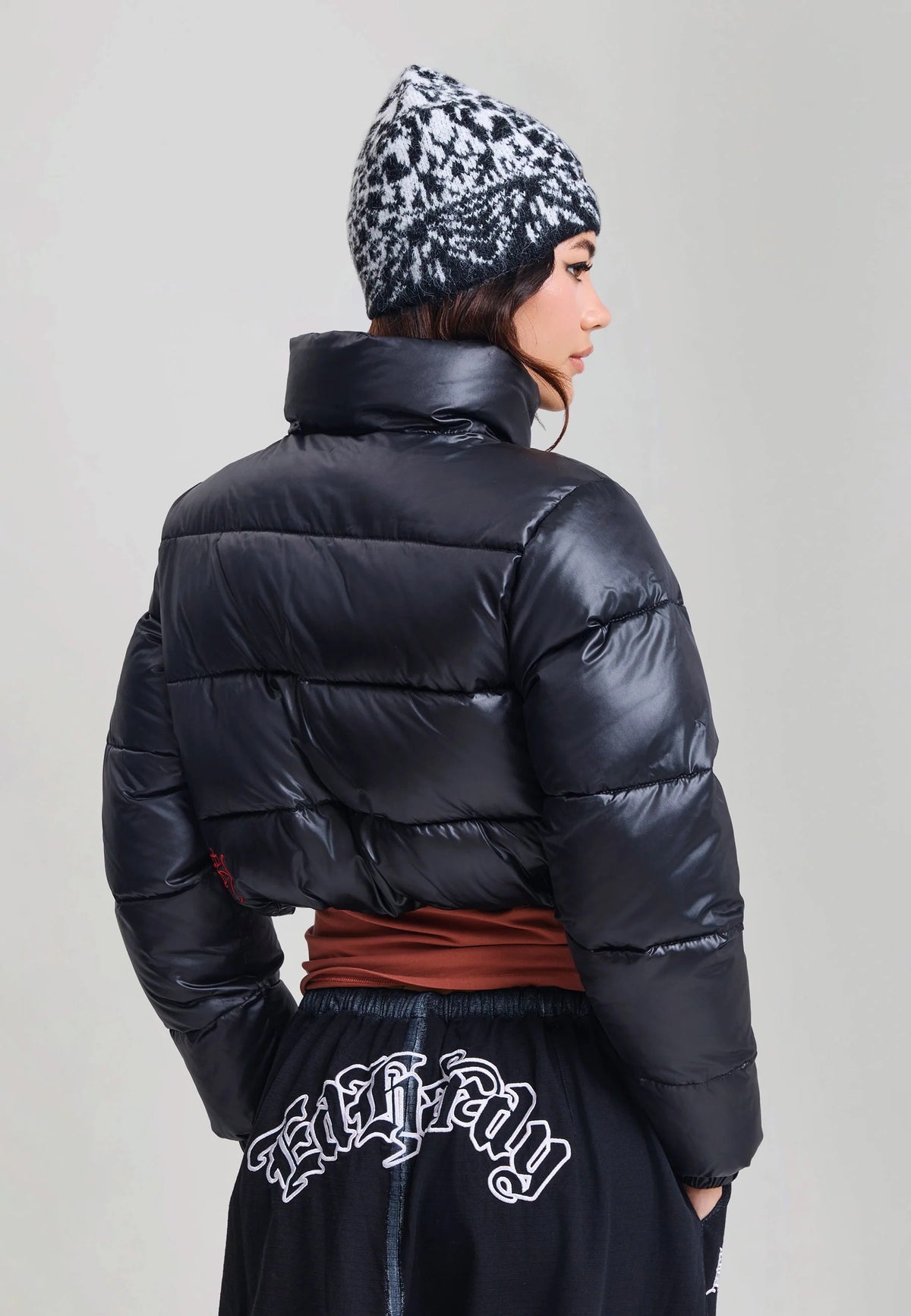 Ed Hardy Cropped Puffer Jacket Black