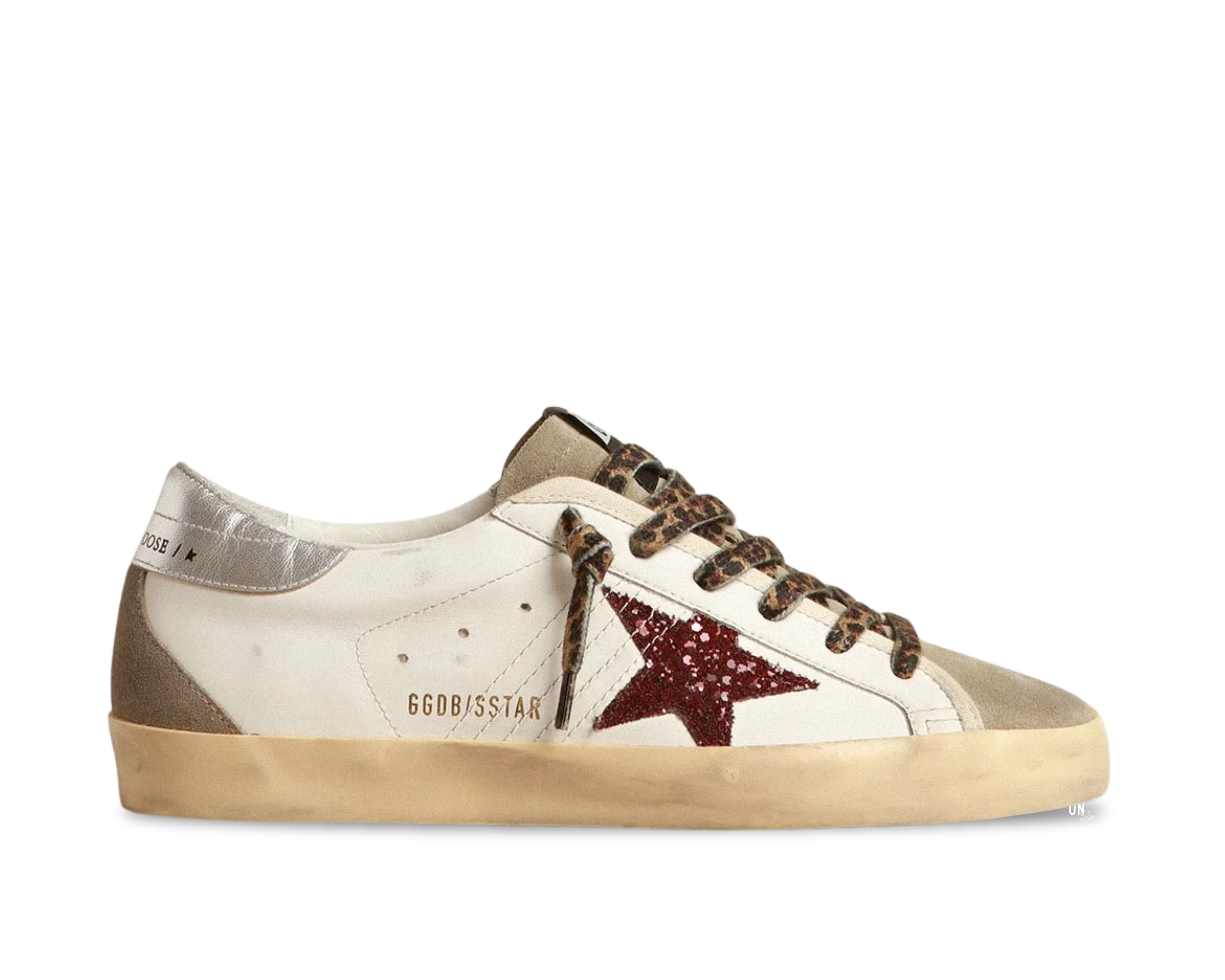 Golden Goose Super-Star Silver Burgundy Glitter Star - OnSize