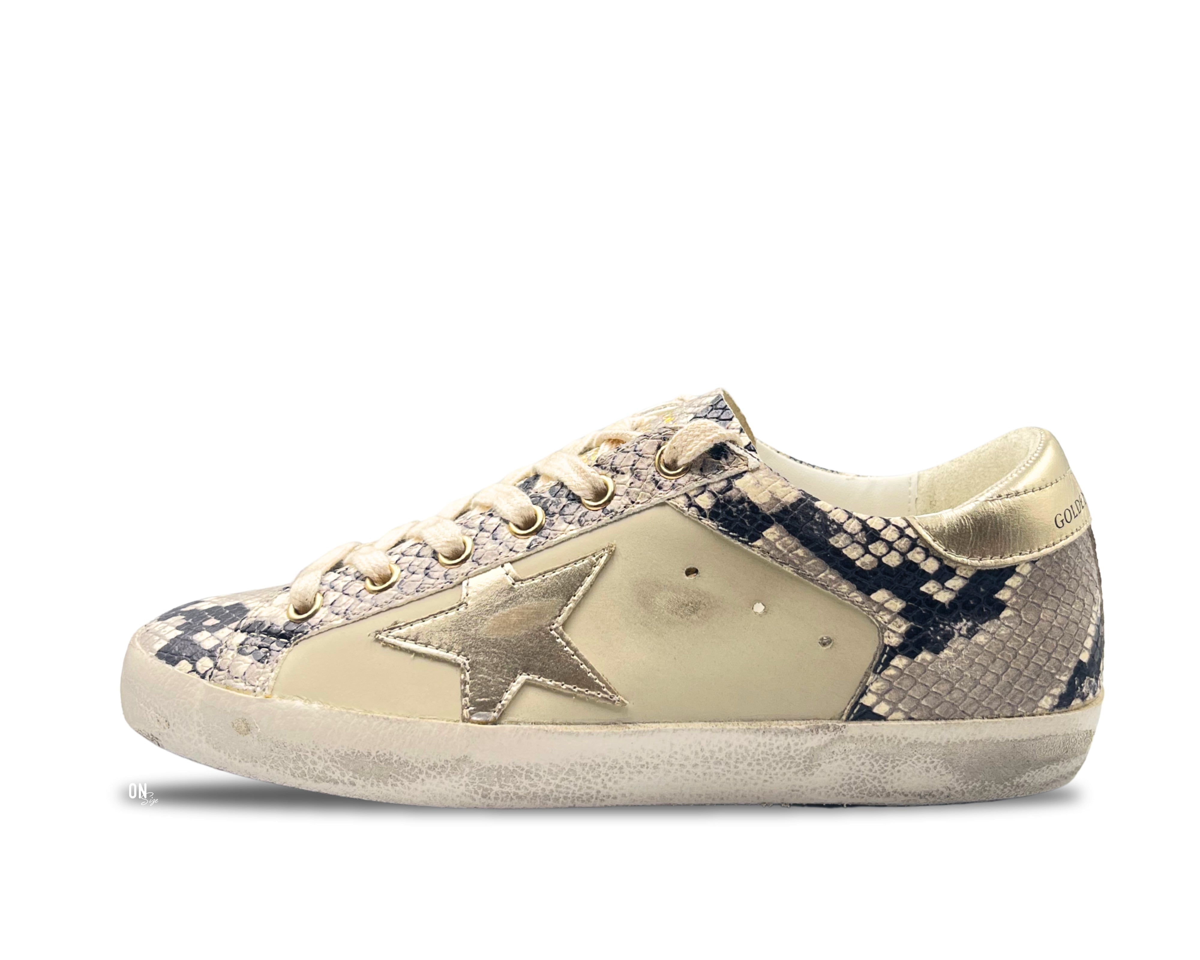 Golden Goose Super - Star Snakeskin Silver Star - OnSize