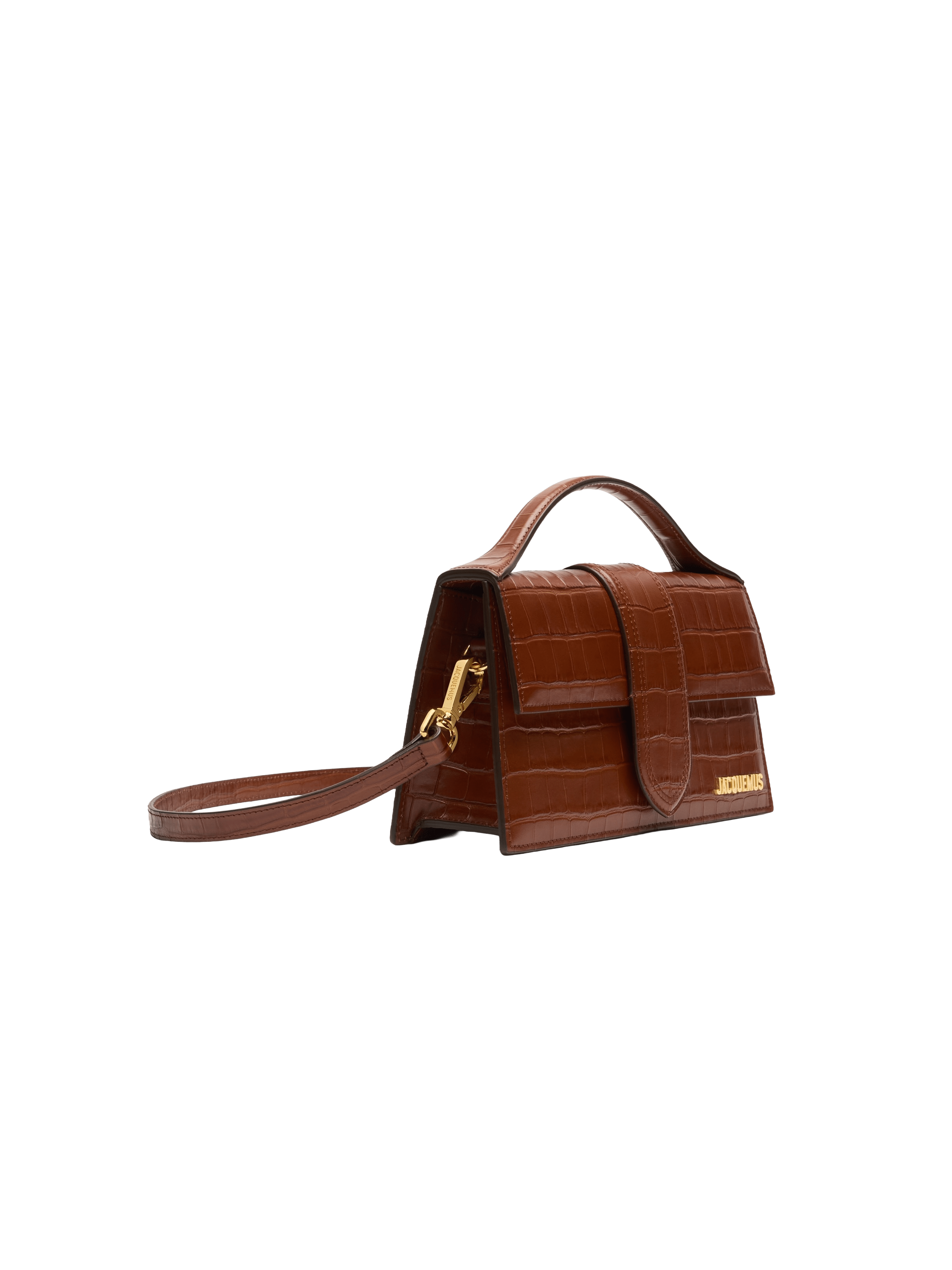 Jacquemus Le grand Bambino Crossbody Strap Handbag Croco Dark Brown - OnSize