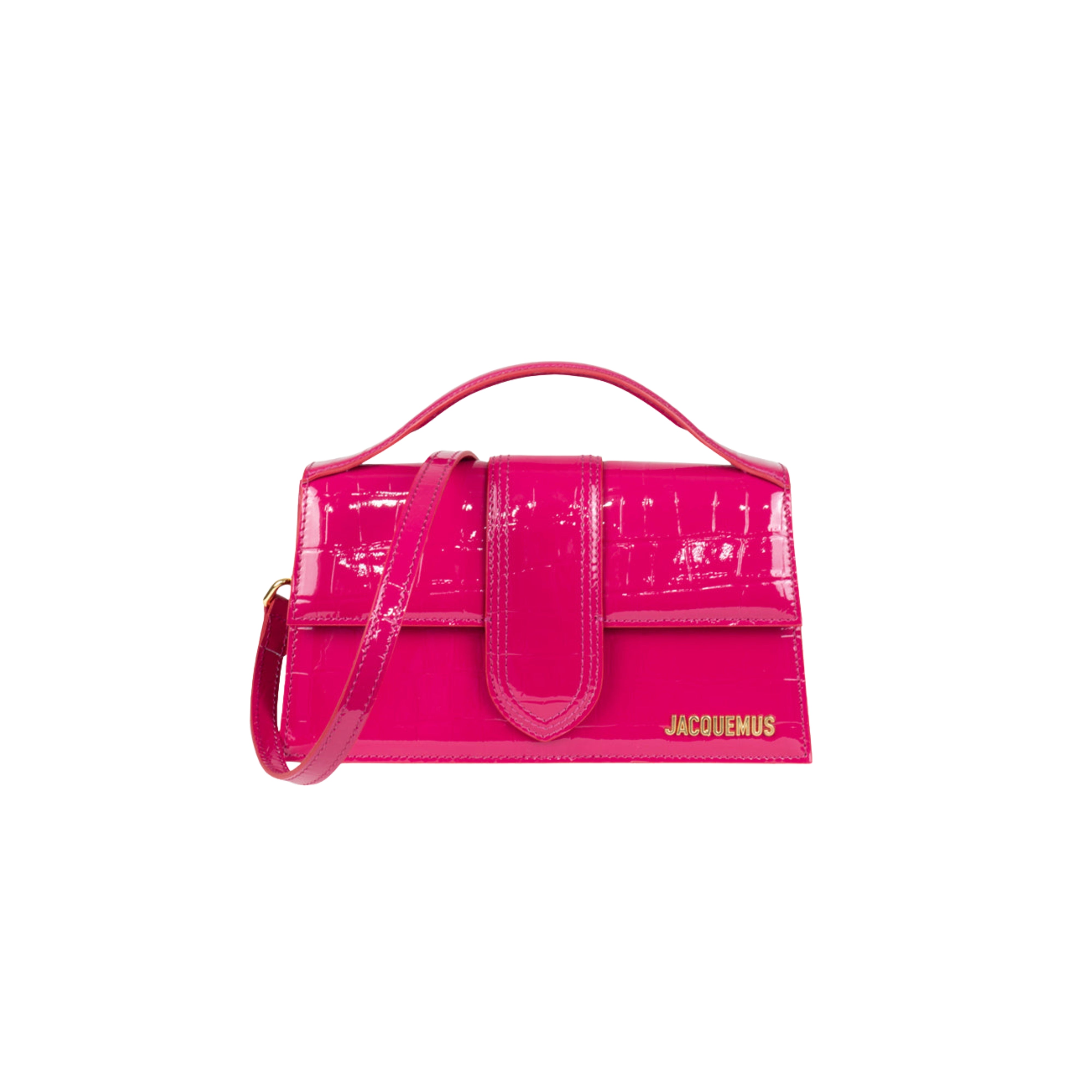 Jacquemus Le grand Bambino Crossbody Strap Handbag Croco Ruby - OnSize