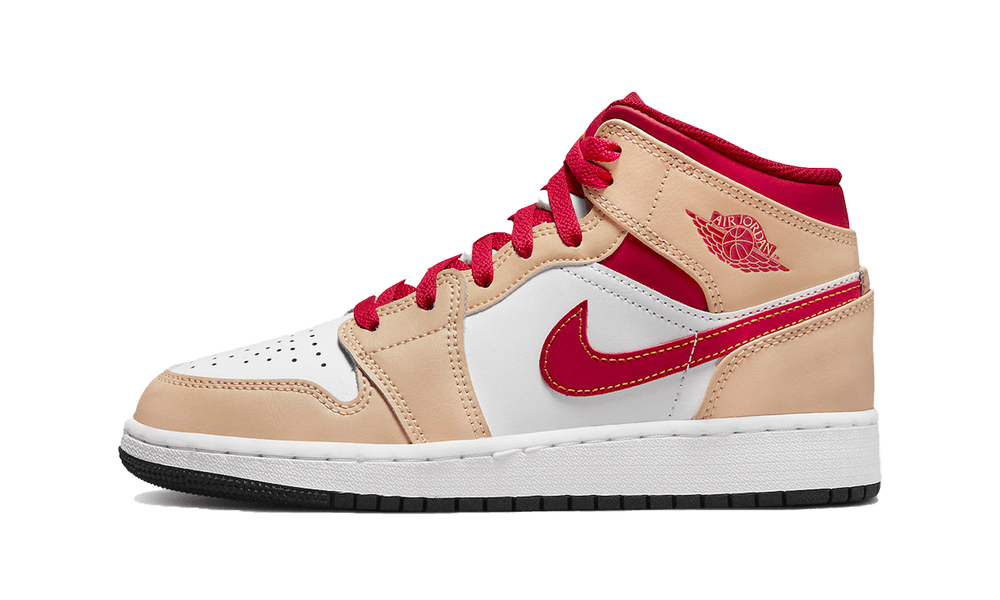 Jordan 1 Mid Light Curry Cardinal - OnSize