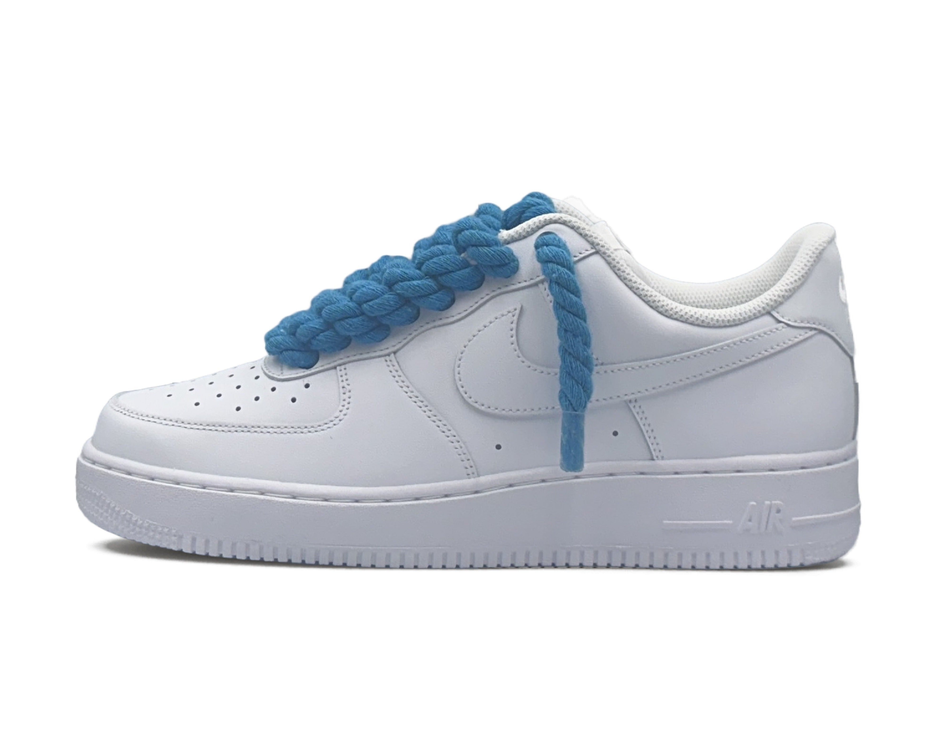 NIKE AIR FORCE 1 LOW 07 WHITE BLUE ROPE LACES