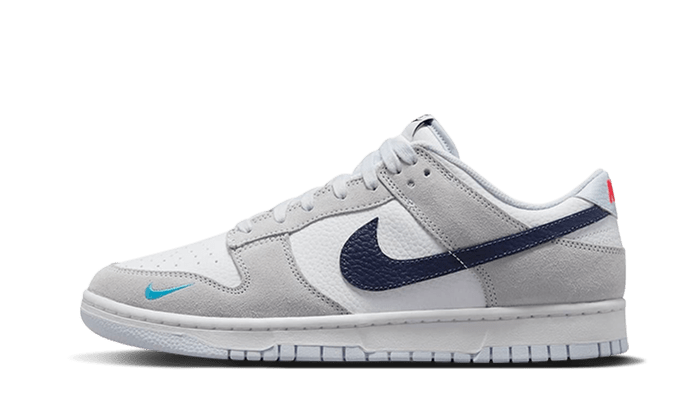 Nike Dunk Low White Grey Navy Aqua Mini Swoosh - OnSize