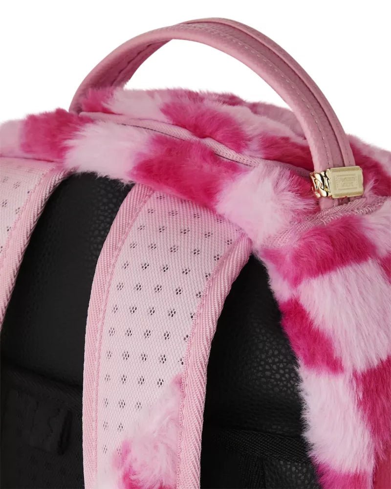 Sprayground Pink Fur Check Backpack - OnSize