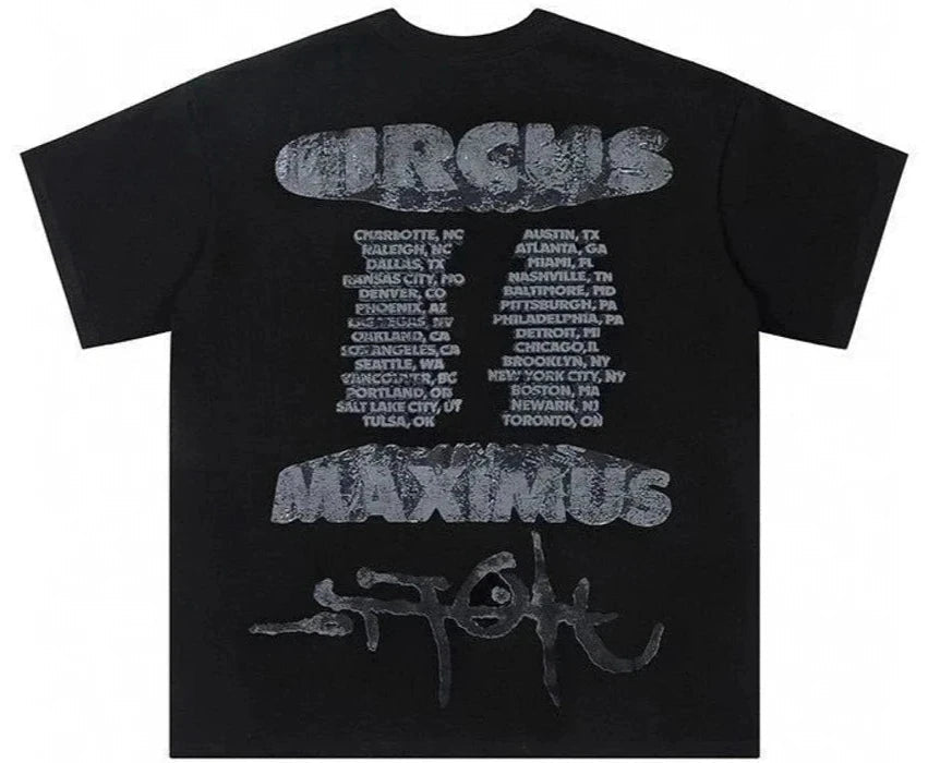 Travis Scott Utopia Circus Maximus 2023 Tour II Tee Black - OnSize