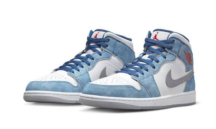 Jordan 1 Mid French Blue Fire Red - OnSize